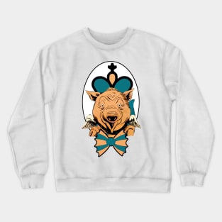 Holy pig with a tie, wings and cross Crewneck Sweatshirt